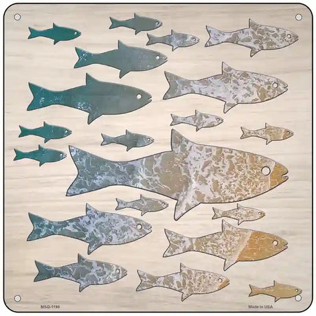 School of Fish Novelty Metal Square Sign 6" (MSQ)