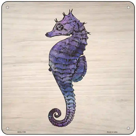 Seahorse on Wood Novelty Metal Square Sign 6" (MSQ)