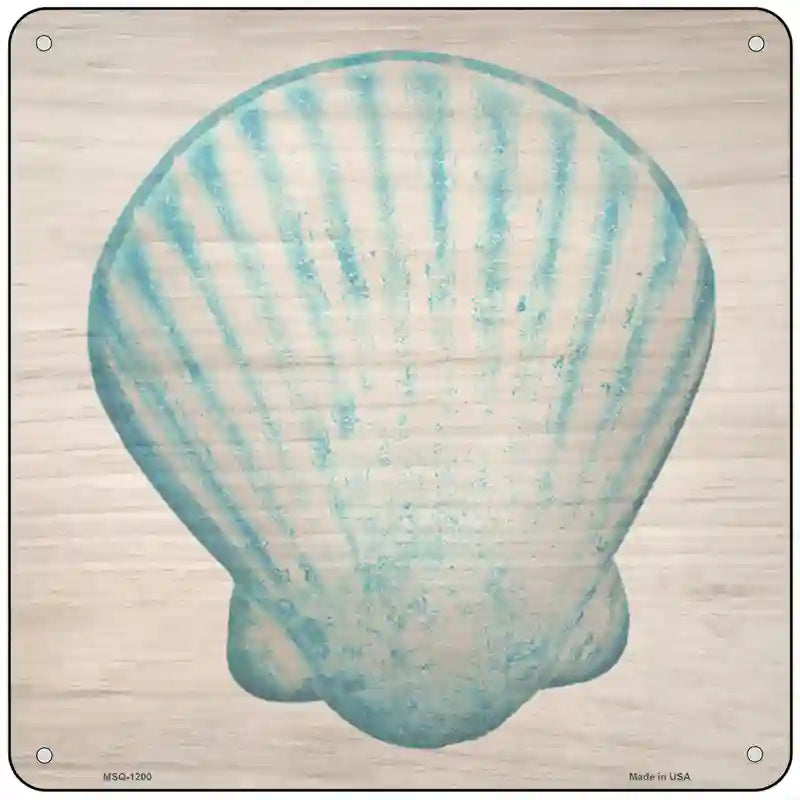 Seashell on Wood Novelty Metal Square Sign 6" (MSQ)