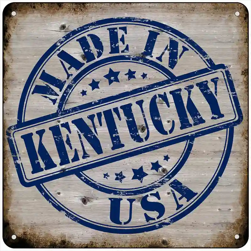 Kentucky Stamp On Wood Novelty Metal Square Sign 6" (MSQ)