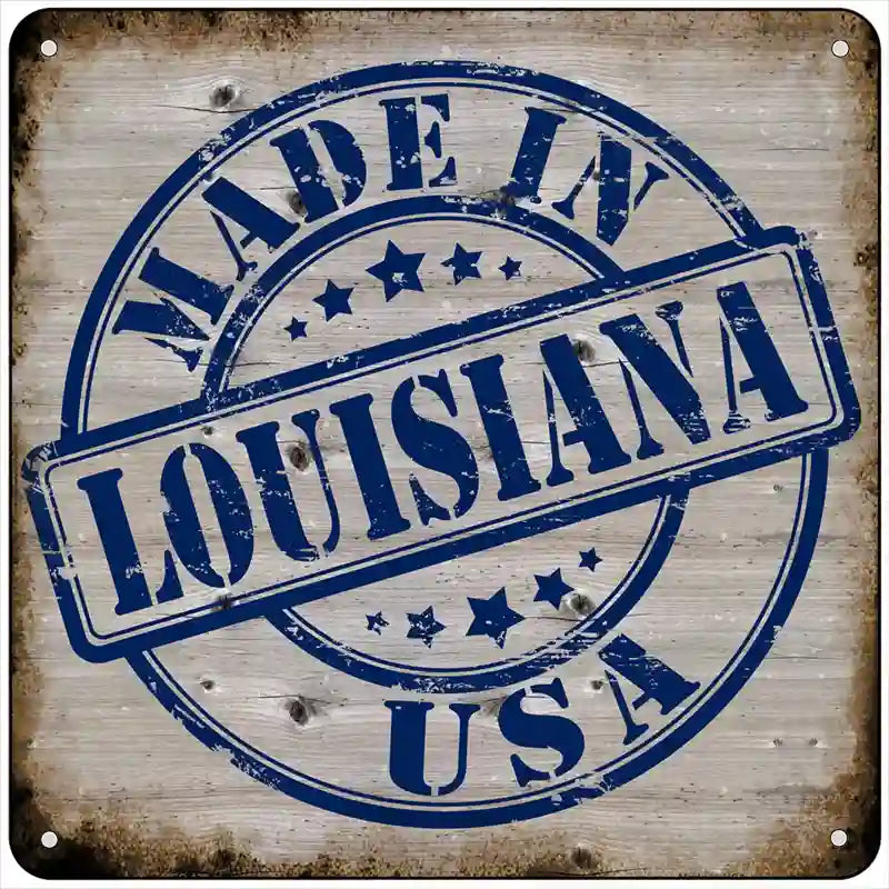 Louisiana Stamp On Wood Novelty Metal Square Sign 6" (MSQ)