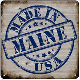 Maine Stamp On Wood Novelty Metal Square Sign 6" (MSQ)