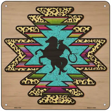 Bronco Turquoise Novelty Metal Square Sign 6" (MSQ)