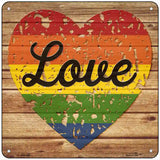 Love Distressed Rainbow Novelty Metal Square Sign 6" (MSQ)