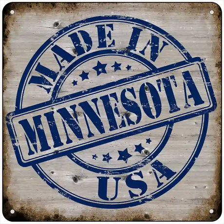 Minnesota Stamp On Wood Novelty Metal Square Sign 6" (MSQ)