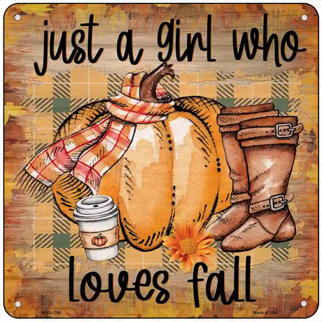 Loves Fall Novelty Metal Square Sign 6" (MSQ)