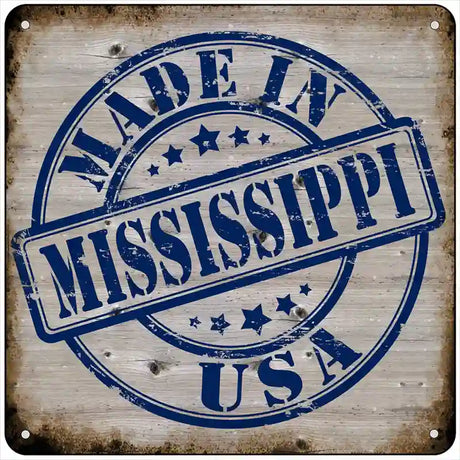 Mississippi Stamp On Wood Novelty Metal Square Sign 6" (MSQ)