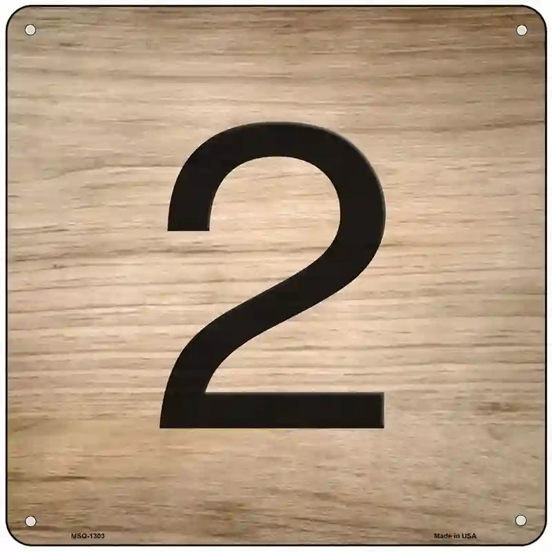 2 Number Tiles Novelty Metal Square Sign 6" (MSQ)