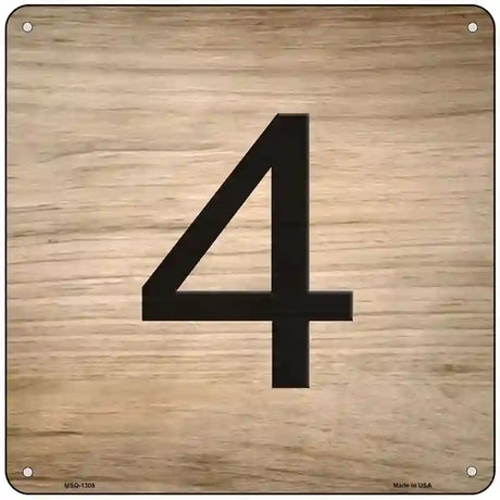 4 Number Tiles Novelty Metal Square Sign 6" (MSQ)