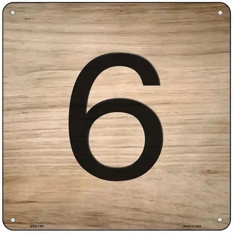 6 Number Tiles Novelty Metal Square Sign 6" (MSQ)