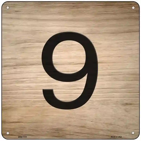 9 Number Tiles Novelty Metal Square Sign 6" (MSQ)