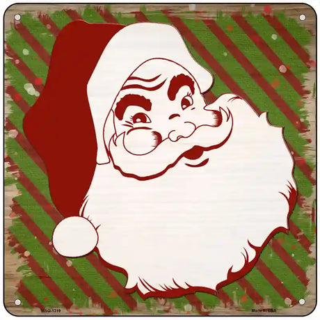 Santa Claus Red and Green Novelty Metal Square Sign 6" (MSQ)