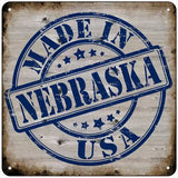 Nebraska Stamp On Wood Novelty Metal Square Sign 6" (MSQ)