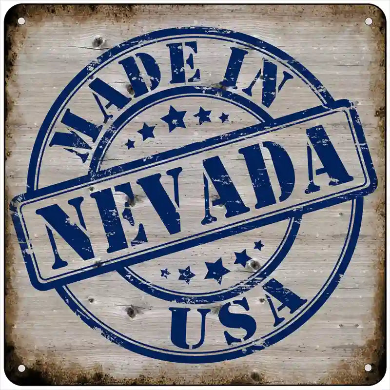 Nevada Stamp On Wood Novelty Metal Square Sign 6" (MSQ)