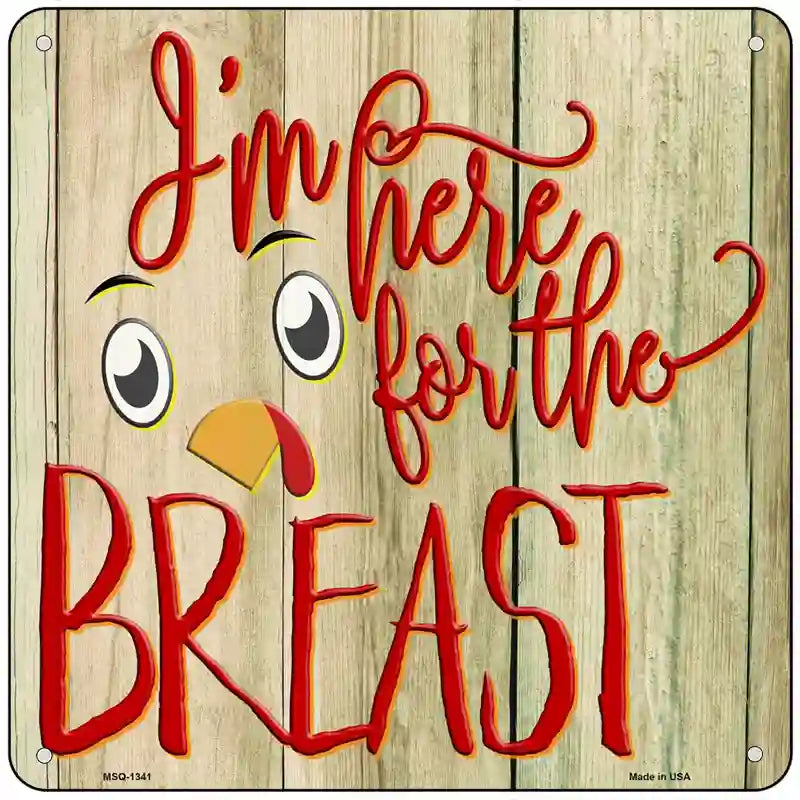 Im Here for the Breast Novelty Metal Square Sign 6" (MSQ)