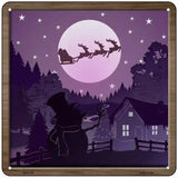 Santa Over Snowman Shadow Box Novelty Metal Square Sign 6" (MSQ)