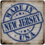 New Jersey Stamp On Wood Novelty Metal Square Sign 6" (MSQ)