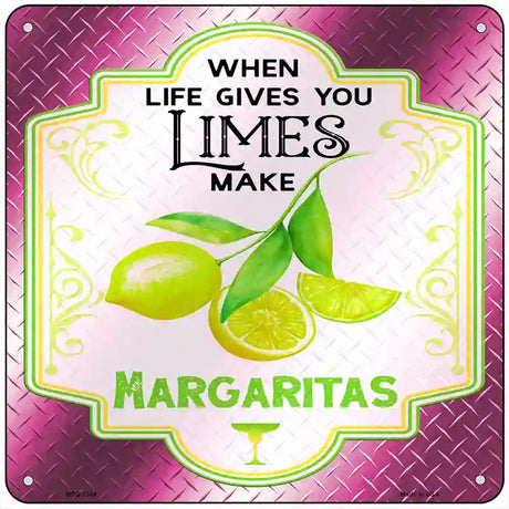 Make Margaritas Pink Novelty Metal Square Sign 6" (MSQ)