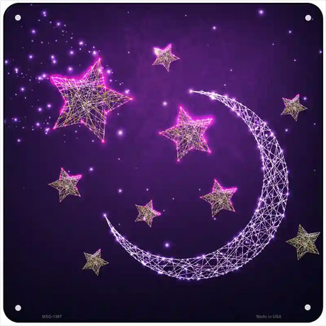 Moon and Stars Novelty Metal Square Sign 6" (MSQ)