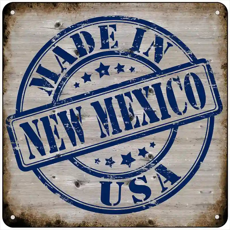 New Mexico Stamp On Wood Novelty Metal Square Sign 6" (MSQ)