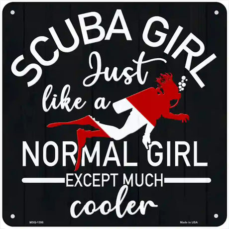 Scuba Girl Novelty Metal Square Sign 6" (MSQ)