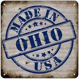 Ohio Stamp On Wood Novelty Metal Square Sign 6" (MSQ)