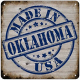 Oklahoma Stamp On Wood Novelty Metal Square Sign 6" (MSQ)