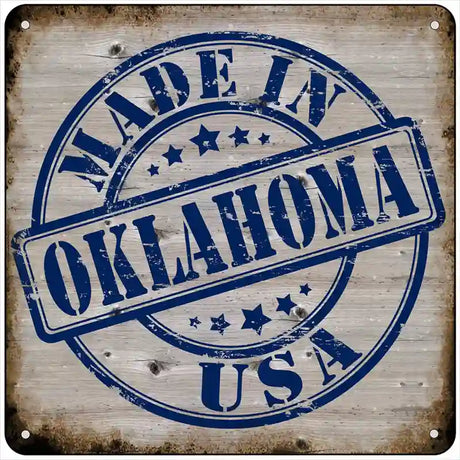 Oklahoma Stamp On Wood Novelty Metal Square Sign 6" (MSQ)