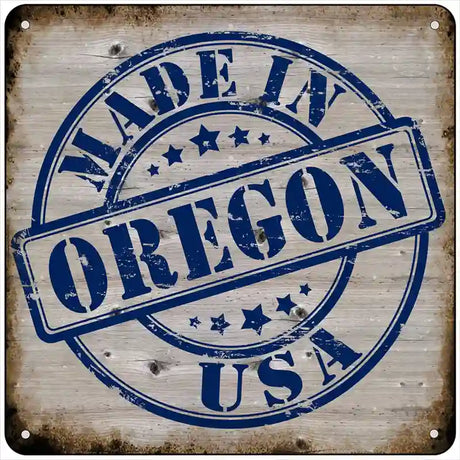 Oregon Stamp On Wood Novelty Metal Square Sign 6" (MSQ)