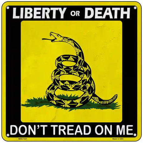 Liberty Or Death Gadsden Novelty Metal Square Sign 6" (MSQ)