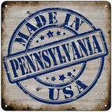 Pennsylvania Stamp On Wood Novelty Metal Square Sign 6" (MSQ)