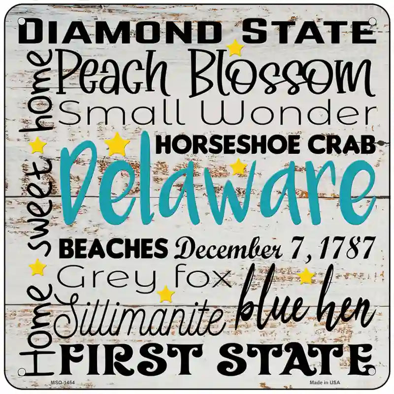 Delaware Motto Novelty Metal Square Sign 6" (MSQ)