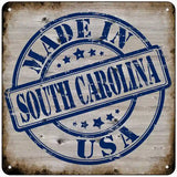 South Carolina Stamp On Wood Novelty Metal Square Sign 6" (MSQ)