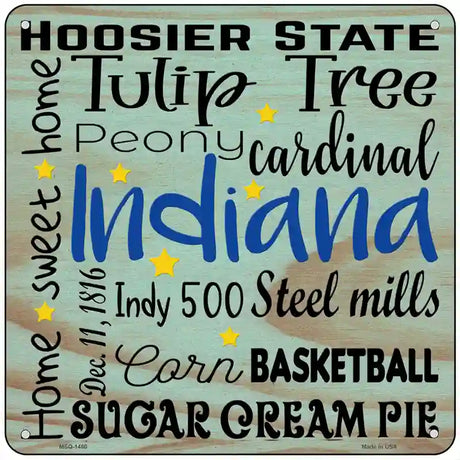 Indiana Motto Novelty Metal Square Sign 6" (MSQ)