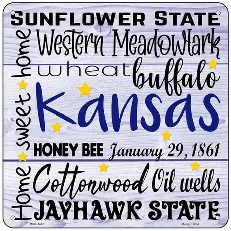 Kansas Motto Novelty Metal Square Sign 6" (MSQ)