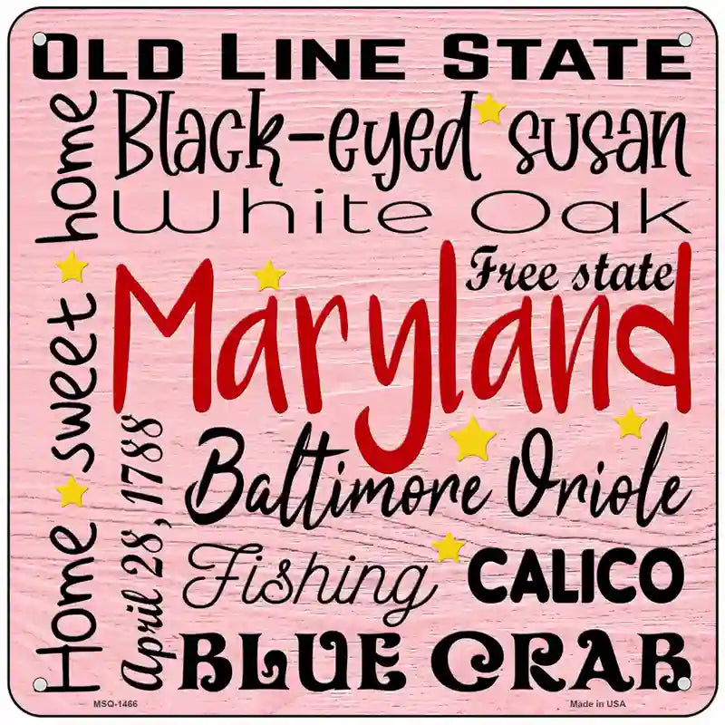 Maryland Motto Novelty Metal Square Sign 6" (MSQ)