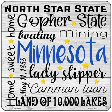 Minnesota Motto Novelty Metal Square Sign 6" (MSQ)