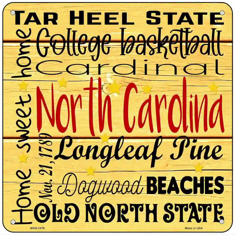 North Carolina Motto Novelty Metal Square Sign 6" (MSQ)