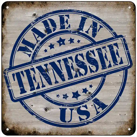 Tennessee Stamp On Wood Novelty Metal Square Sign 6" (MSQ)