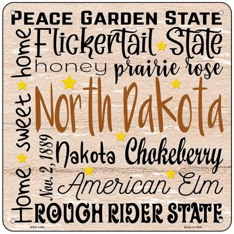 North Dakota Motto Novelty Metal Square Sign 6" (MSQ)