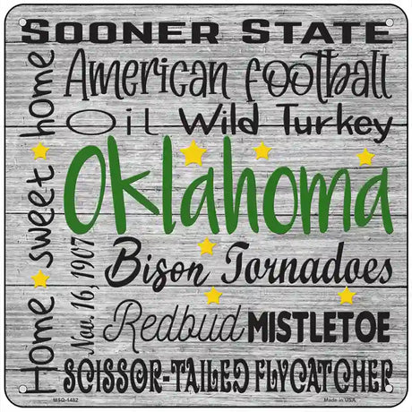 Oklahoma Motto Novelty Metal Square Sign 6" (MSQ)