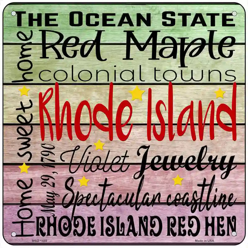 Rhode Island Motto Novelty Metal Square Sign 6" (MSQ)