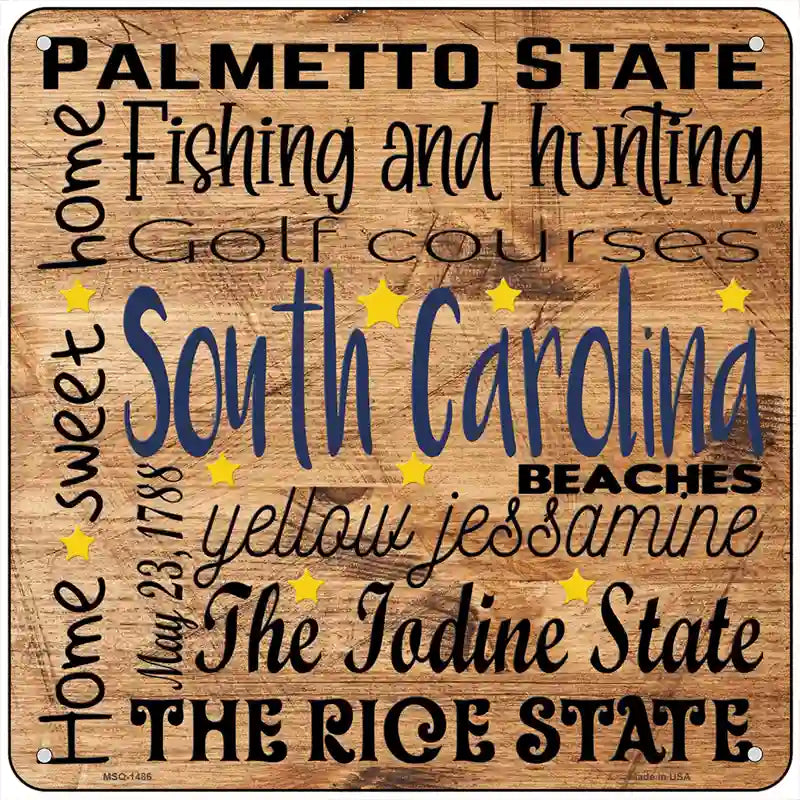 South Carolina Motto Novelty Metal Square Sign 6" (MSQ)