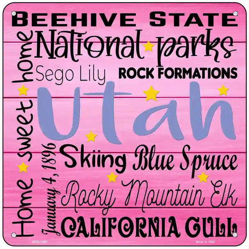 Utah Motto Novelty Metal Square Sign 6" (MSQ)