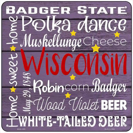 Wisconsin Motto Novelty Metal Square Sign 6" (MSQ)