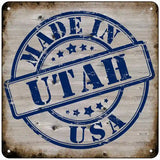 Utah Stamp On Wood Novelty Metal Square Sign 6" (MSQ)