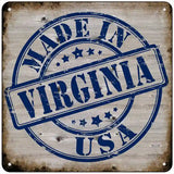 Virginia Stamp On Wood Novelty Metal Square Sign 6" (MSQ)