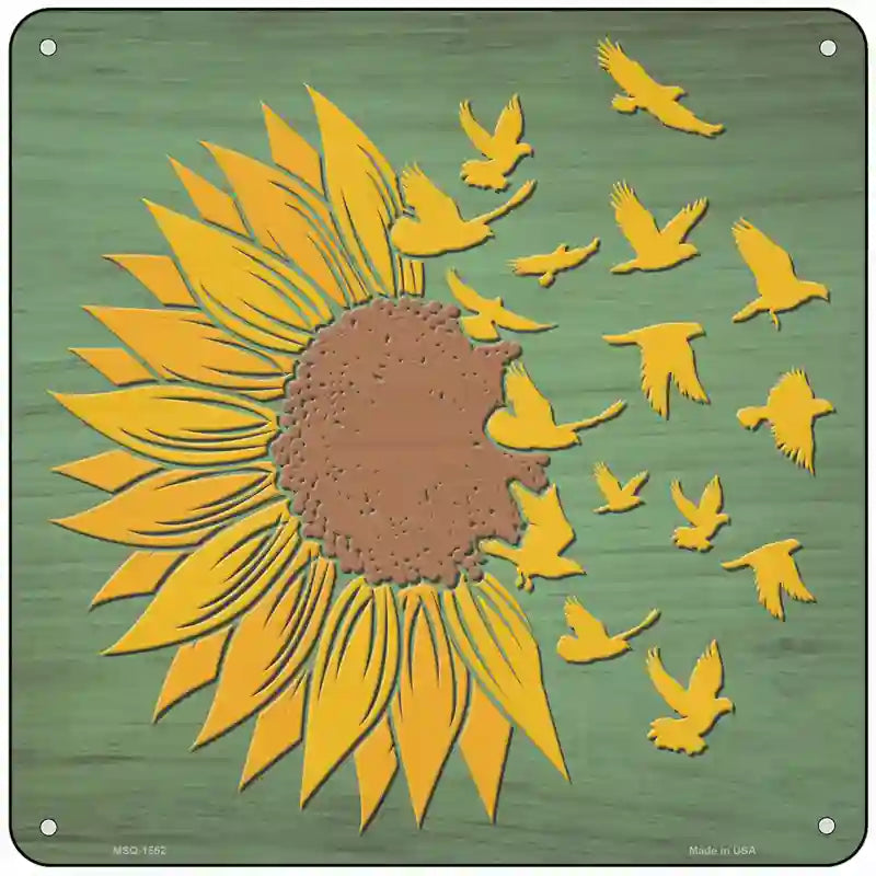 Sunflower Petals Turn To Birds Novelty Metal Square Sign 6" (MSQ)