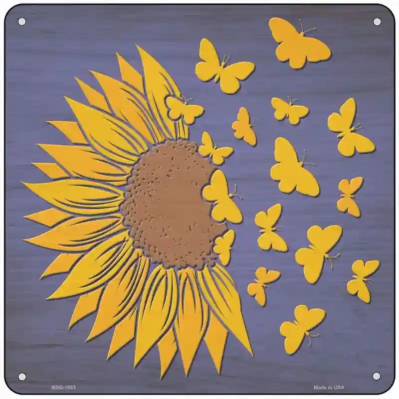 Sunflower Petals Turn To Butterflys Novelty Metal Square Sign 6" (MSQ)