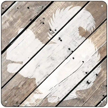 Squirrel Silhouette Wood Plank Novelty Metal Square Sign 6" (MSQ)